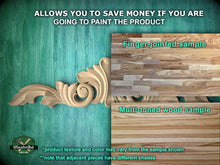 Load image into Gallery viewer, The image is a comparison of two different types of wood samples, one being a finger-jointed sample and the other being a multi-toned wood sample. The text above the samples states that the person going to paint the product will be able to save money if they choose the multi-toned wood sample.
