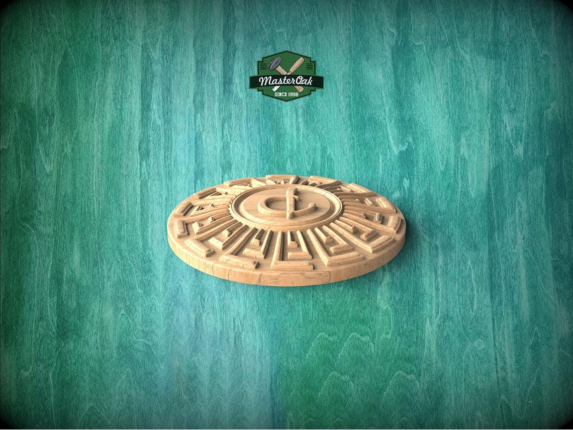 Personalized Carved Rosette - Greek Key Design in Natural Wood, 1pc, Unpainted, Home Wall Decor, Wooden Trim, Wood Art Decor