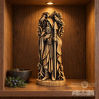Hooded Odin Wooden Statue with Ravens, Norse Wanderer Figurine, Wotan Viking Sculpture, Pagan Altar Decor, Gungnir Gift