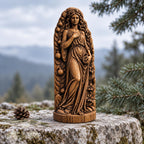 Persephone Goddess Statue, Wooden Queen of the Underworld Figurine, Pomegranate Altar Decor, Greek Mythology Gift