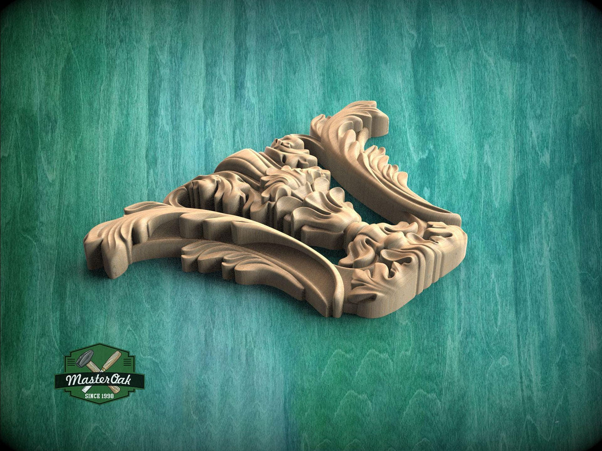 Acanthus Capital Ornament – Decorative Wooden Carving for Classic Interior or Furniture