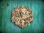 Majestic Carved Lion Head Wood Applique – Baroque Scrollwork Home Accent