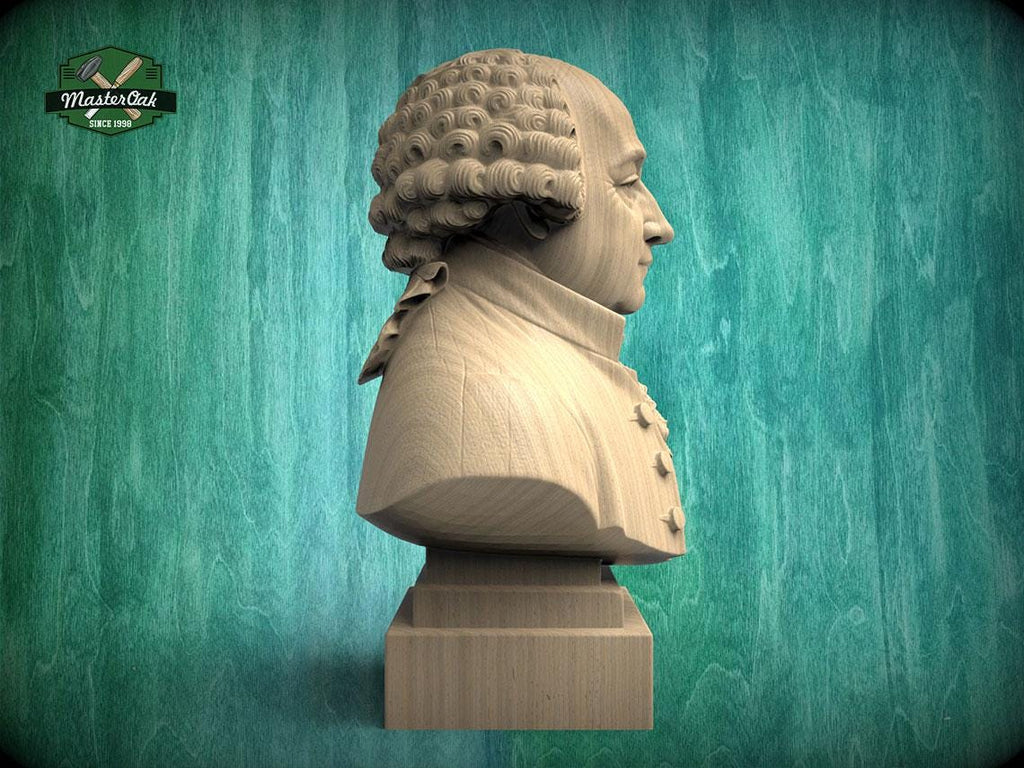 John Adams Bust, Hand-Finished Wood Sculpture | American Presidents Decor