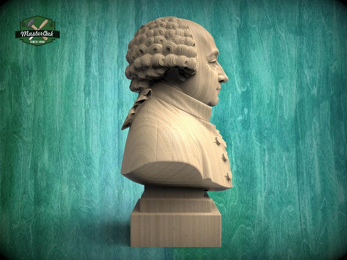 John Adams Bust, Hand-Finished Wood Sculpture | American Presidents Decor