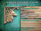 Carved Wood Fox Corner Onlays, Mirrored Pair with Gothic Scrollwork