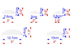five different measurements of objects, each with its own scale in centimeters. The objects are labeled with their respective measurements, such as "7.6cm", "3.8cm", "10cm", "12.7cm", and "4.5cm". The image does not contain any redundancy or vague descriptions, and it does not include any additional information that would allow for a more detailed analysis of the objects or their context.