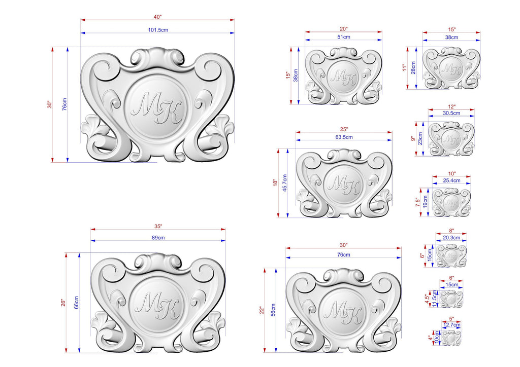 Personalized Carved Onlay, Central Wooden Cartouche for Luxury Decor, 1 pc, Unpainted, Home Wall Embellishments, wooden trims