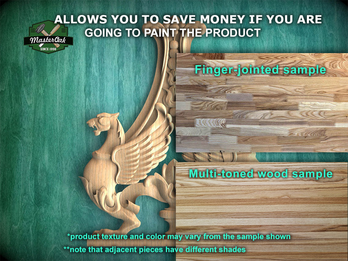 Natural Wood Griffin Onlay, Protective Mythical Creatures, Luxurious Architectural Decor, Unpainted, 1pc, Home Wall Embellishments