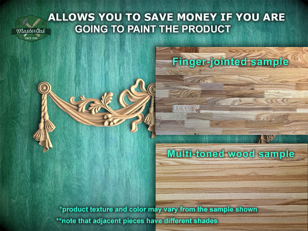 Classic Style Swag Onlay with Bows made  of wood, 1pc, Home Wall Embellishments, Furniture Carving, Wood Onlay