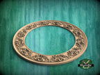 Antique-Style Circular Wood Frame with Floral Carvings for Elegant Interiors, 1 pc, Unpainted, Home Wall Embellishment, Carved Mirror Frame