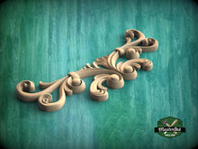 Load image into Gallery viewer, Grand Scroll Wood Applique – Ornamental Crest with Flowing Curves
