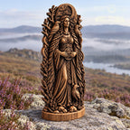 Morrigan Raven Queen Figurine, Celtic War Goddess Statue, Wooden Irish Deity, Dark Pagan Altar Decor, Witchcraft Gift