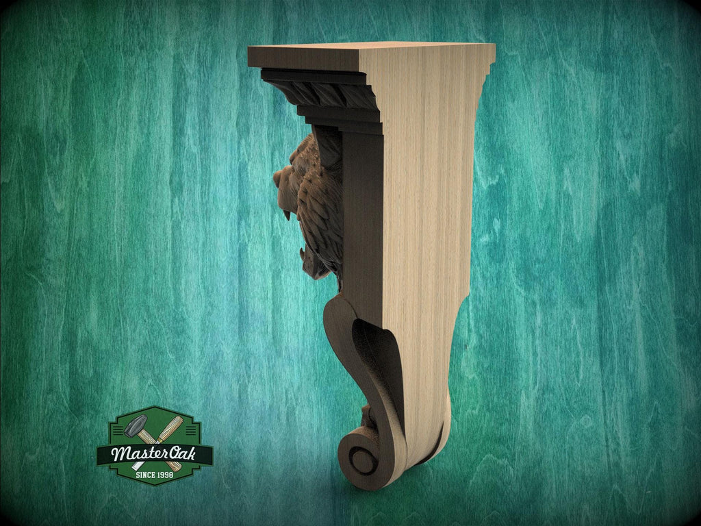 Roaring Bear Support Bracket– Rustic Wood Corbel for Mantel or Cabinet