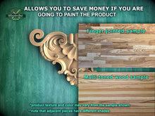 Load image into Gallery viewer, The image is a promotional advertisement for Master Oak, a company that sells wood products. It features a close-up of a wooden carving and a sample of multi-toned wood, along with text that provides information about the products.
