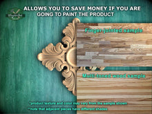 Load image into Gallery viewer, The image is a promotional advertisement for Master Oak Paint, showcasing two different types of wood samples. The text highlights that the samples allow customers to save money if they are going to paint the product, with a focus on the differences between the finger-joined and multi-toned wood samples. The text also mentions that the product texture and color may vary from the sample shown, and that adjacent pieces have different shades.
