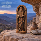Moses with Ten Commandments Statue, Solid Oak Biblical Sculpture, Tablets of the Law, Judaica Home Decor, Religious Gift
