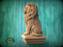 Load image into Gallery viewer, Carved Wooden Lion Newel Finial – Lion Bed Post Topper for Stair Post or Bed Frame
