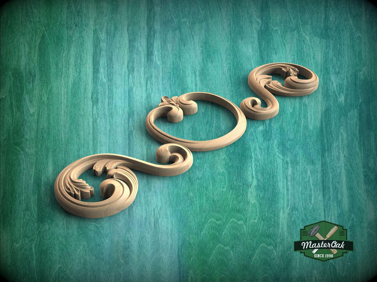 A decorative wooden carving in the shape of a flower is displayed against a green background.