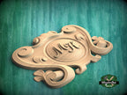 Personalized Carved Onlay, Central Wooden Cartouche for Luxury Decor, 1 pc, Unpainted, Home Wall Embellishments, wooden trims
