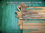 The image is a collage of two wood samples, one with a finger-jointed sample and the other with a multi-toned wood sample. The text above the samples states that the samples allow you to save money if you are going to paint the product. The samples are labeled with their respective names, and the text below the samples mentions that the product texture and color may vary from the sample shown, and that adjacent pieces have different shades.