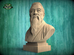 Confucius Bust | Carved & Hand-Finished Wood Statue | Chinese Philosophy Decor