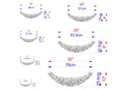 a series of images depicting various sizes of a decorative piece, likely a necklace or pendant. The images are labeled with their respective sizes in centimeters, ranging from 10 to 76 centimeters. The images are arranged in a grid format, with each row representing a different size and the columns representing the different images. The images are labeled with their respective sizes, providing a clear visual representation of the different sizes of the decorative piece.