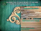 The image is a promotional advertisement for Master Oak, a company that sells wood products. It features a close-up of a wooden carving and a sample of multi-toned wood, along with text providing information about the products.