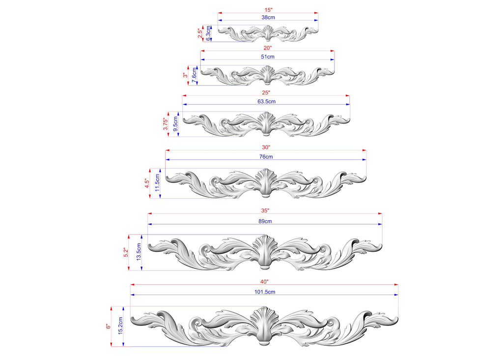 a drawing of a set of four ornate scrolls