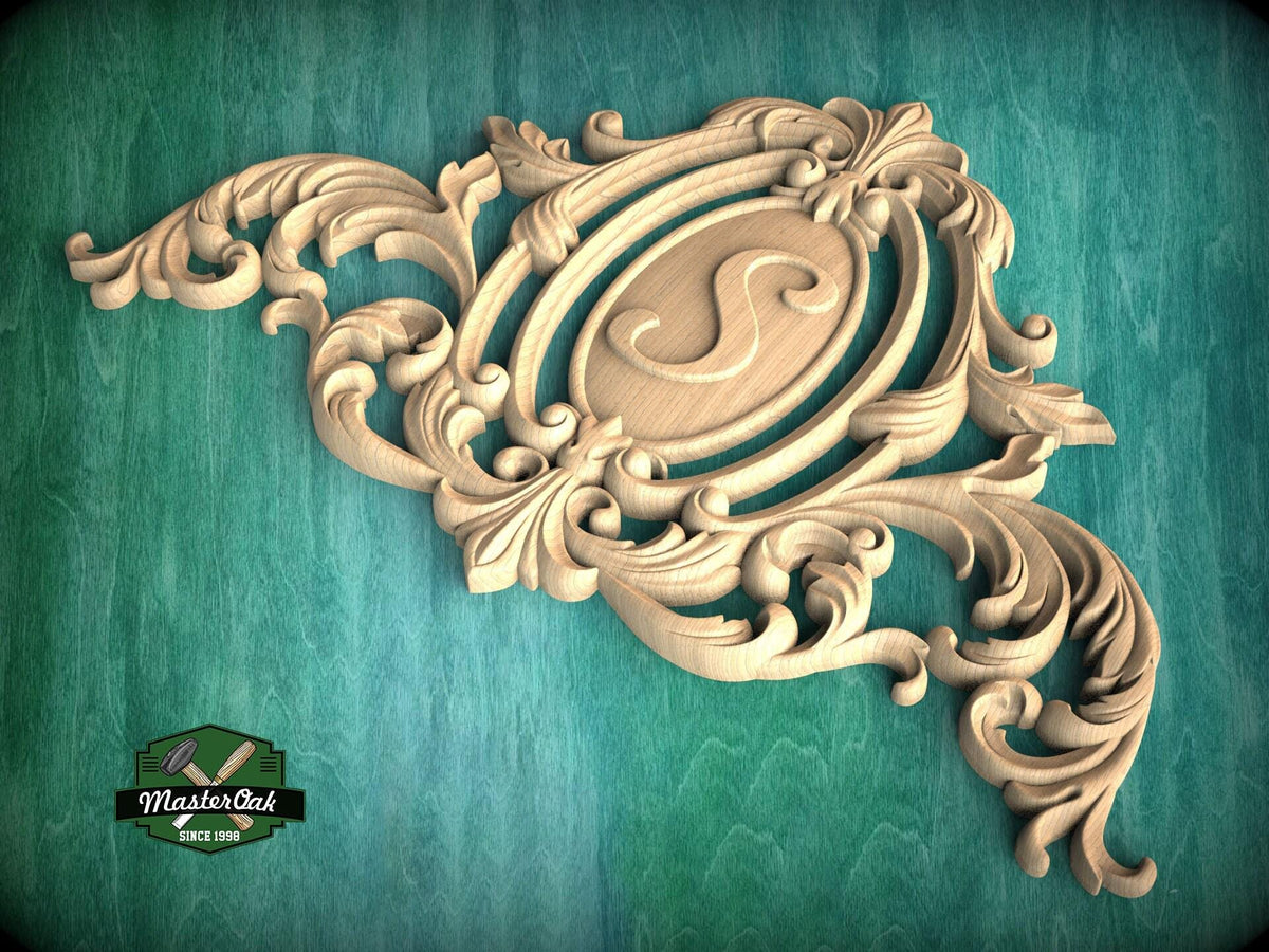 Personalized Carved Wood Appliques, Unpainted, Millwork Furniture Onlays For Kitchen Cabinets, 1pc, Home Wall Embellishments
