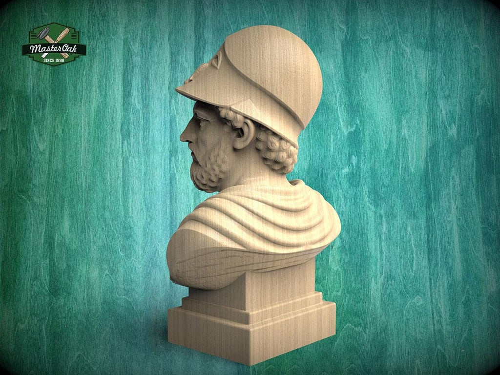 Pericles Bust, Hand-Finished Wood Sculpture | Ancient Athens Decor