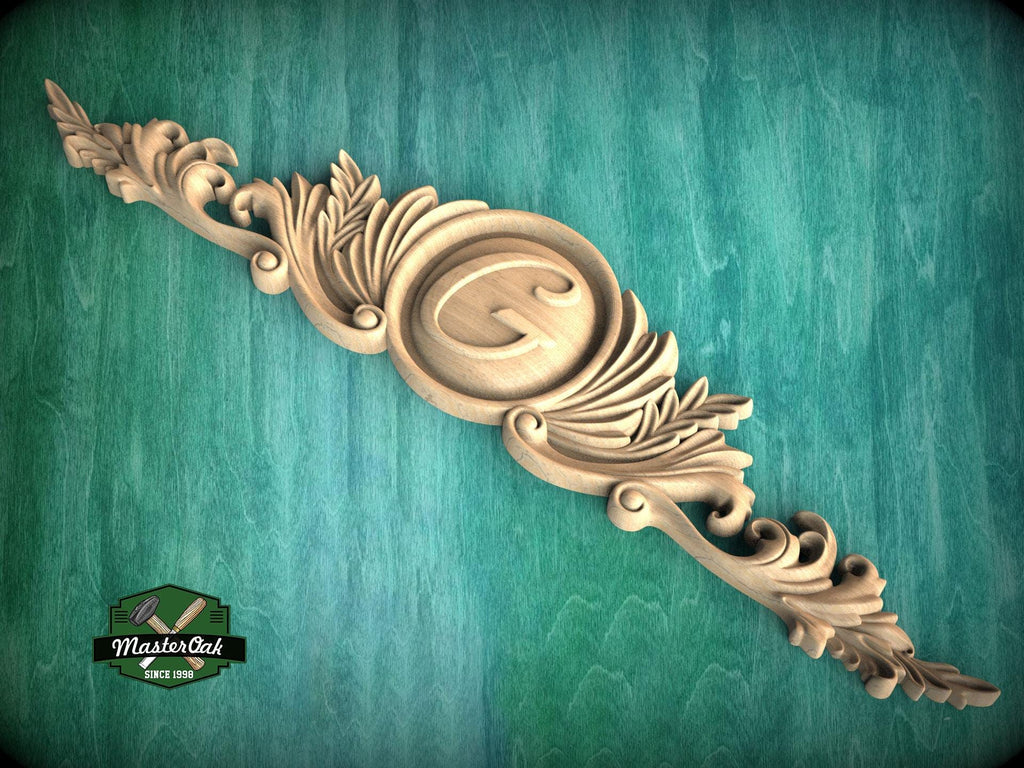 Personalized Wooden Carving with Center Plaque for Refined Wall Decor, Unpainted, 1pc, Home Wall Embellishments, Furniture Carving