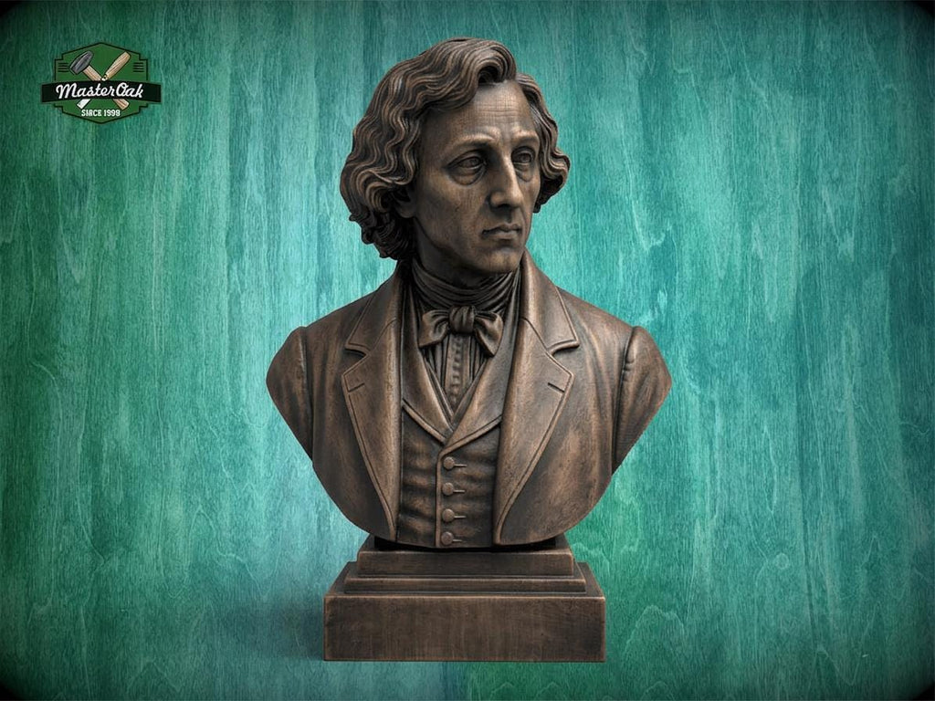 Frederic Chopin Bust, Hand-Finished Wood Sculpture | Romantic Composer Decor
