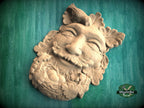 Greenman Wood Carving Onlay – Folklore Face with Bird Nest, Carved Decorative Applique