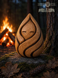 Forest Flame Spirit Figurine, Carved Oak Fire Guardian, Woodland Spirit Statue, Cozy Hearth Decor, Fantasy Nature Gift
