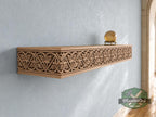Carved Solid Oak Wall Shelf with Gothic Arch Pattern, Ornate Floating Shelf, Decorative Wood Display Shelf, Medieval Home Decor