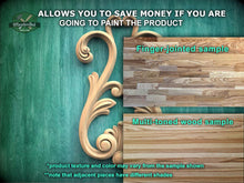 Load image into Gallery viewer, The image is a promotional advertisement for Master Oak Paint, featuring a wooden sample of a product with a green background. The text on the image provides information about the product, including the ability to save money by painting the product, a finger-jointed sample, and a multi-toned wood sample. The text also mentions that the product texture and color may vary from the sample shown and that adjacent pieces have different shades.
