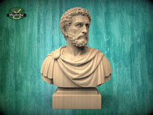 Load image into Gallery viewer, Marcus Aurelius Bust, Hand-Finished Wood Sculpture | Stoic Philosophy Decor
