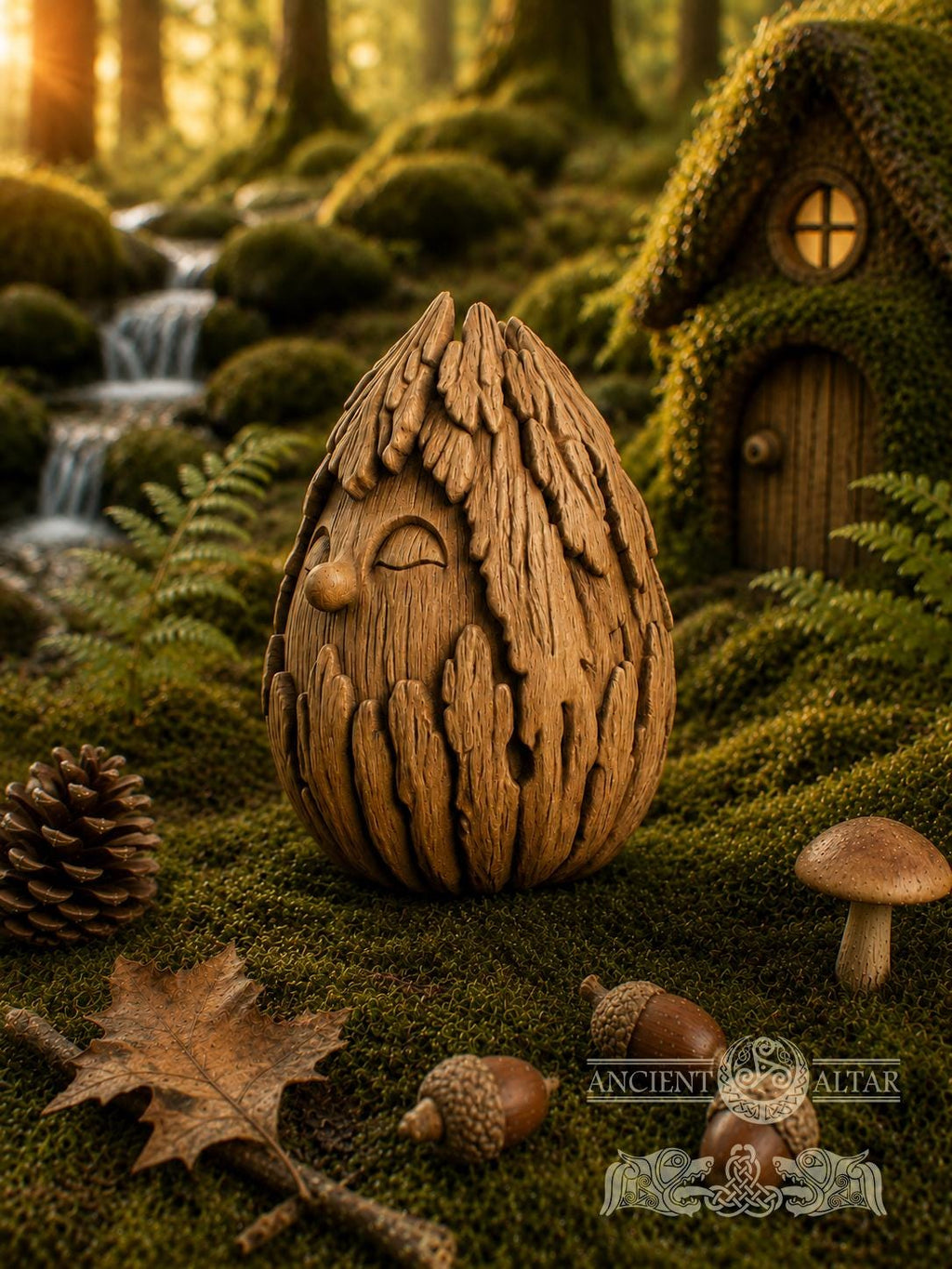 Bark Spirit Oak Figurine, 2.76-Inch Woodland Guardian, Hand-Finished Forest Decor