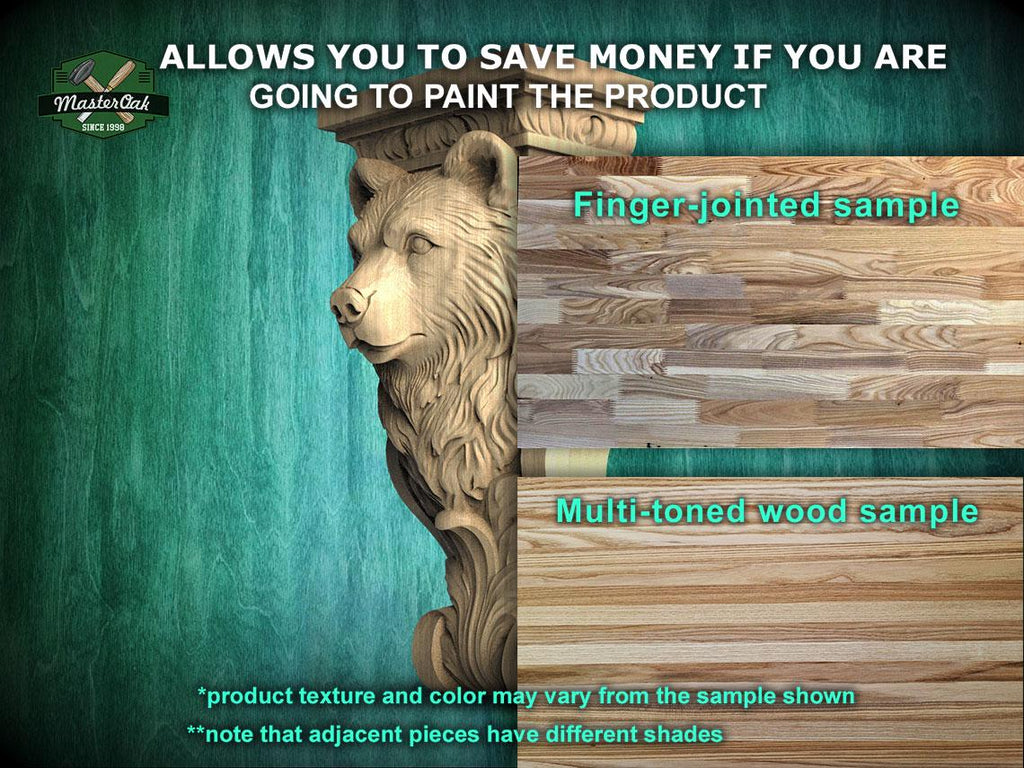 a wood carving of a bear with a caption below