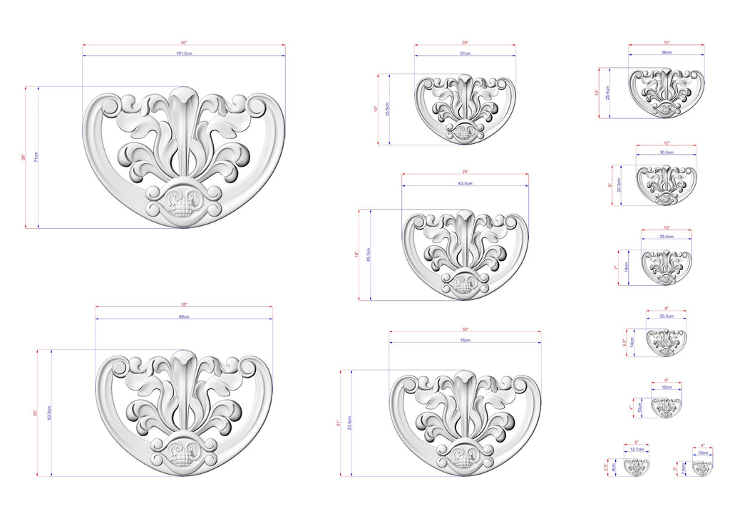a collection of various sizes of ornate, decorative designs or patterns, likely representing a collection of images or a series of images. The designs are in a silver color and appear to be intricate and detailed. The image does not contain any text or specific information about the content or context of the images.
