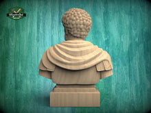 Load image into Gallery viewer, Marcus Aurelius Bust, Hand-Finished Wood Sculpture | Stoic Philosophy Decor
