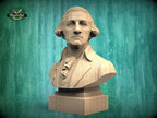 George Washington Bust, Hand-Finished Wood Sculpture | 1st President Decor