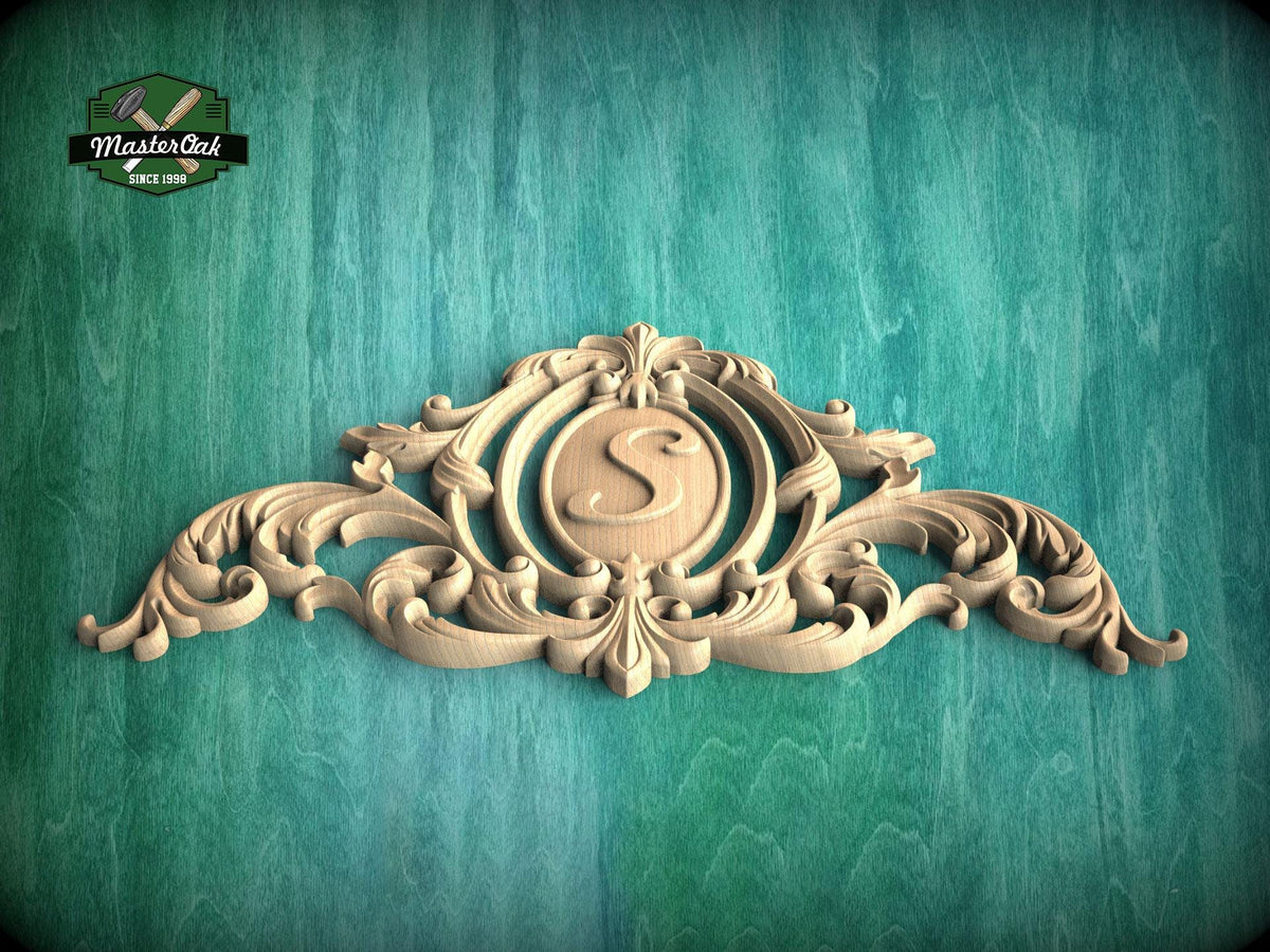 Personalized Carved Wood Appliques, Unpainted, Millwork Furniture Onlays For Kitchen Cabinets, 1pc, Home Wall Embellishments