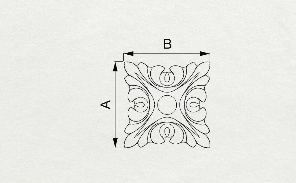Square Carved Wooden Rosette, 1 Piece – Home Decor, Square Wood Applique, Decorative Wall Panel Accent