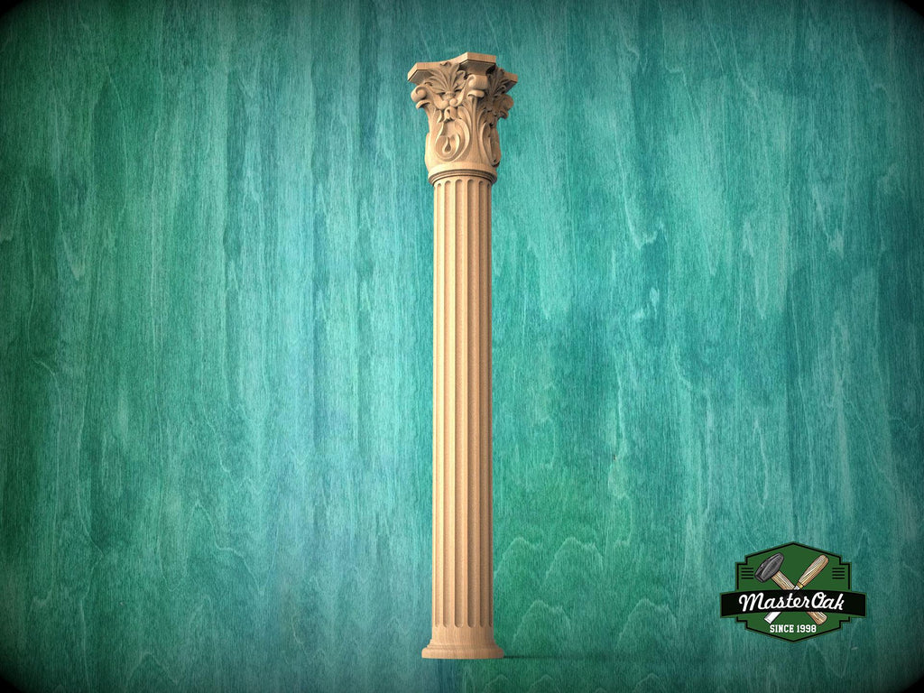 Classical Corinthian Column in Wood for Architectural Elegance, wood capital with acanthus leaves, Carved Wooden Capital, 1 piece, unpainted