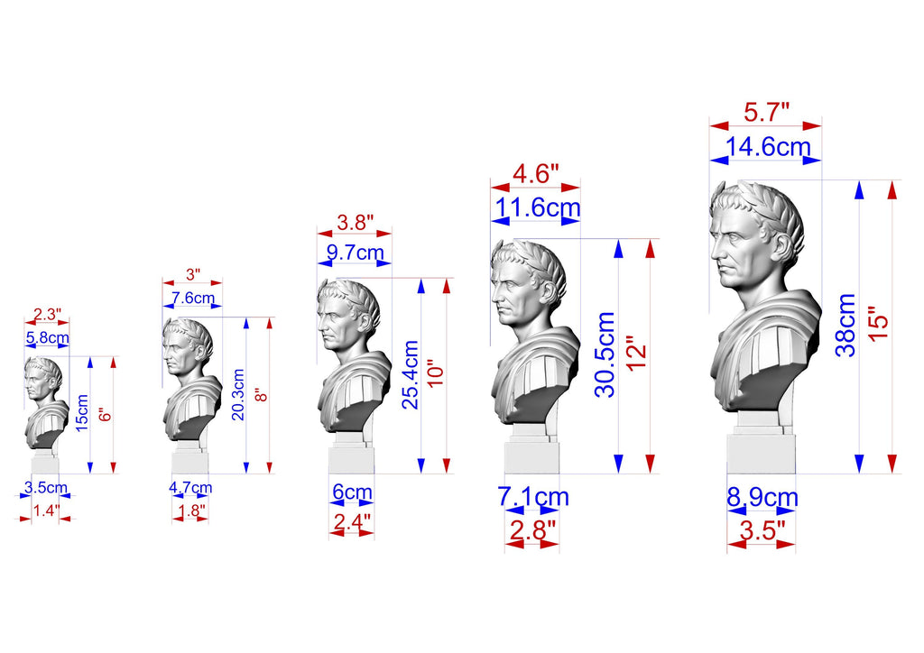 Julius Caesar Bust | Carved and Hand-Finished Wood Statue | Roman Emperor Gift