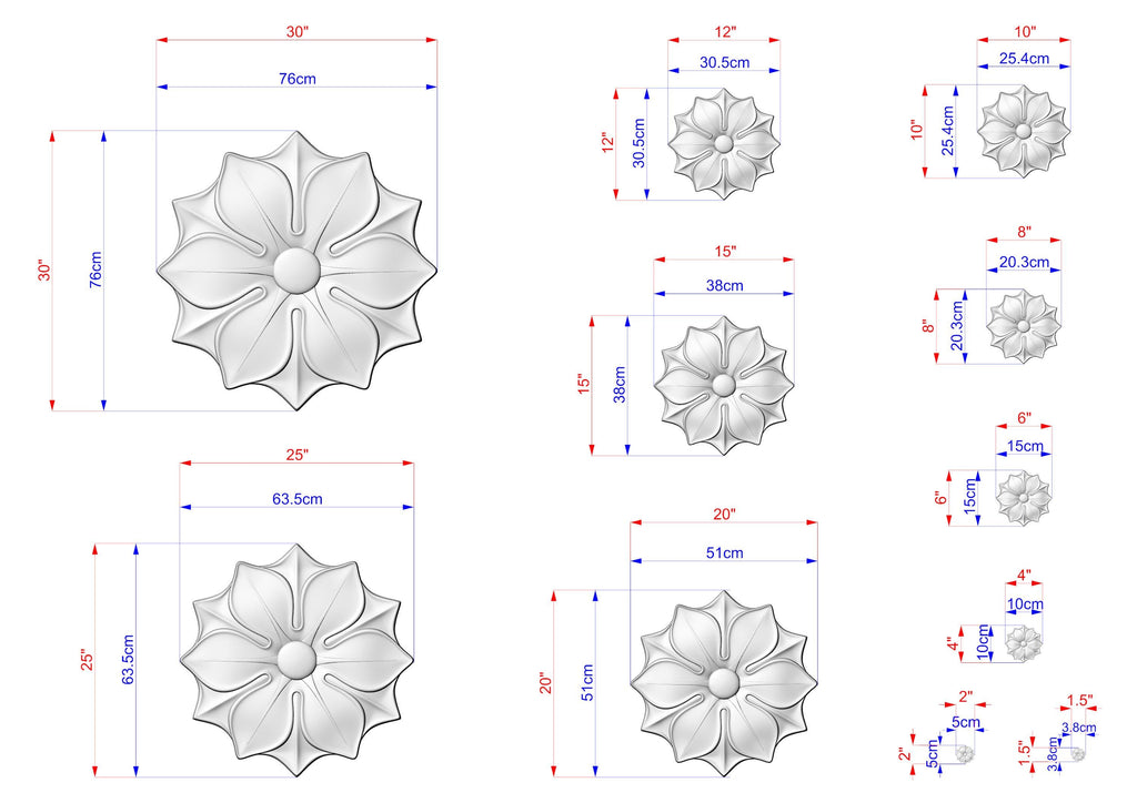 Wooden Rosette – Eight-Petal Floral Carving with Smooth Relief