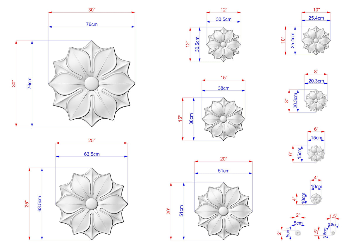 Wooden Rosette – Eight-Petal Floral Carving with Smooth Relief