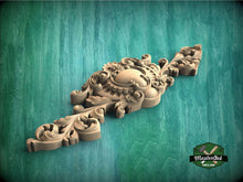 Load image into Gallery viewer, Baroque Crest with Cartouche – Ornate Carved Wood Applique for Furniture
