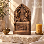 Ark of the Covenant with Cherubim, Solid Oak Wood Relief, Winged Angels Sculpture, Biblical Judaica Decor, Religious Gift